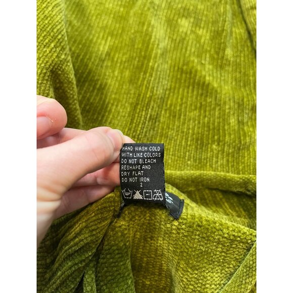 Designers Studio Originals Green Ribbed Sweater Size 2X Crochet Lace Hem Hi Neck - Picture 8 of 8